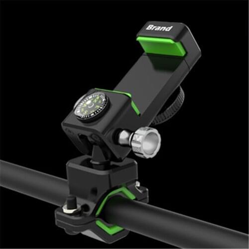 Bicycle Phone Holder Motorcycle Cell Phone Clip With Compass Back LED Light Universal Handlebar Stand Mount GPS Bracket PA0122