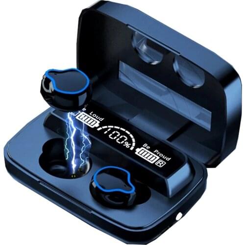 M9 TWS BT5.1 Earphone Waterproof Wireless Earbuds Sports Headset with Mirror Digital Display Power LED Flashlight Headphones