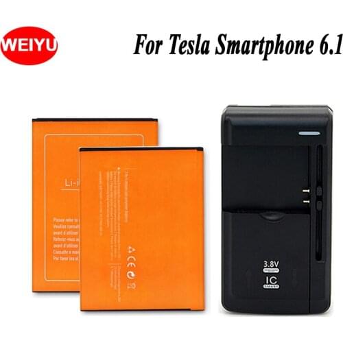 WEIYU 2PCS For Tesla Smartphone 6.1 Phone Battery Hight Capacity Replacement Batteries +Universal Charger