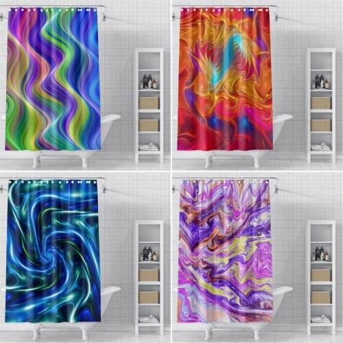 Polyester Fiber Bath Curtain 3d Abstract Printed Shower Curtain with Hooks for Home Bathroom Decor Bath Screen Cortina de ducha