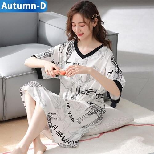 Women Nightgown Dress Modal Home Clothes Plus Size Nightdress For Summer Comfortable Sleepwear Daily Girl Sleep Lounge Nightwear