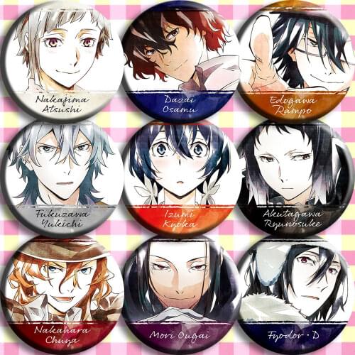 1PC badge 58 mm Bungou Stray Dogs Stray Dogs Atsushi Chuya Brooch pins Cool