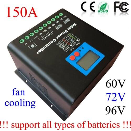 150A 60V mppt solar charge controller 72V 96V Solar Controller pv solar panel system battery regulator can set charge parameters