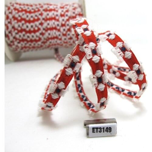 3 Yards 3/8 Inches Colorful Woven Embroidery Trim|Red White|Curtain Decoration|Supplies|Ribbon Trim|Clothing|Cushion Cover