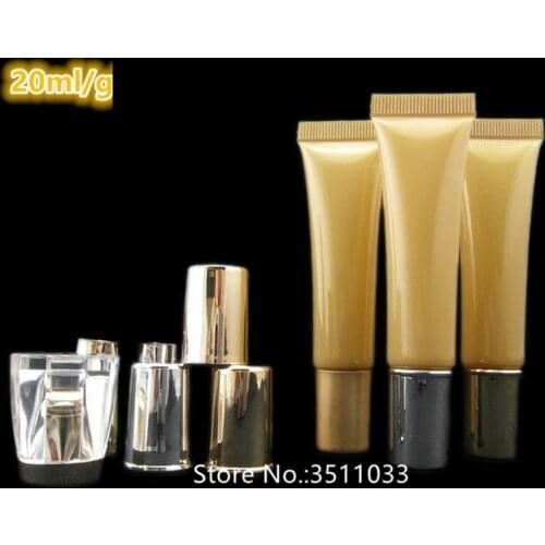 30PCS 50PCS 20g 20ml Empty Gold Yellow Cosmetic Plastic Soft Tube Eye Cream Gel Packaging Tube Container Silver Gold Acrylic Cap