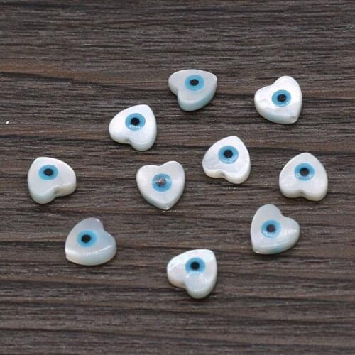 5pc Natural Shell Beads Heart Shape Evil eye Loose Shell Bead for Jewelry Making DIY Necklace Bracelet Accessories