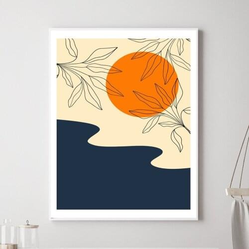 Abstract Orange Sunset Canvas Print Picture Poster Modern Wall Art Painting Prints Living Room Home Decoration Frameless