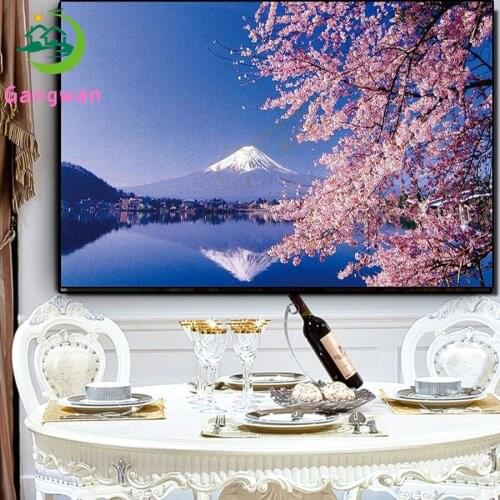 Diamond Painting Full Square Round Diamond Embroidery Japanese cherry blossom,Mount Fuji scenery Home Decor Gift Cross Stitch