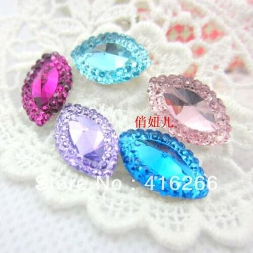 Free shipping fashion 300pcs/lot 10*15mm mixed color Marquise/Cats Eye shape flatback Resin rhinestone