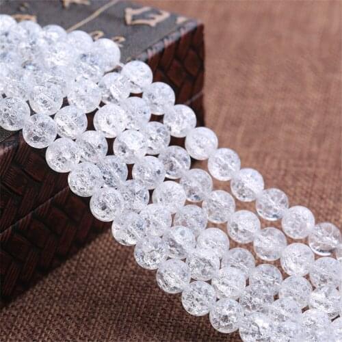 Grade AA Natural Clear Quartz Crackle Beads 6mm-16mm Smooth Polished Round 15 Inch Strand BJ07