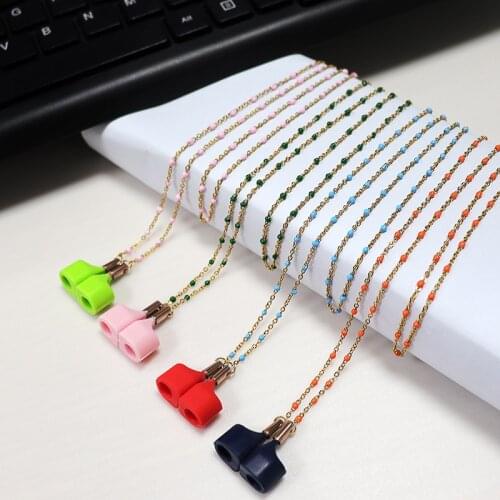 Anti-Lost Chain For AirPods Colorful Beads Link Necklace Creative Metal Jewelry Fashion Earphone Accessories Christmas Gift Girl