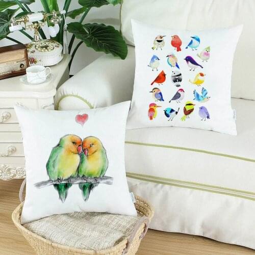 Bird Printed Pillow Case Cute Cushion Cover Decoration Children Room Sofa Home Bedroom Pillowcase Soft Decorative Pillowcase
