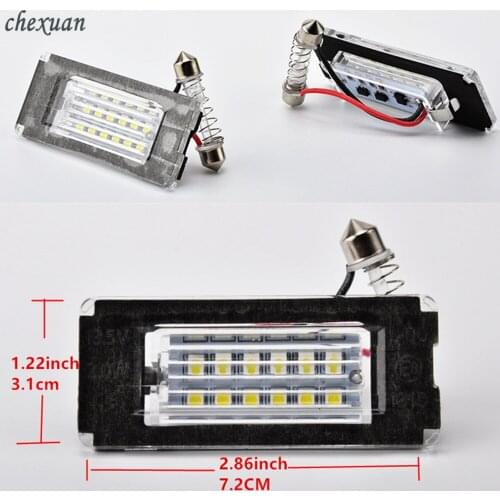 CSCSNL 2Pcs 12V ABS For BMW MINI Cooper R56 R57 R58 R59 18 Smd-3528 White 6000K Led License Plate Lights Car Plate Lamps