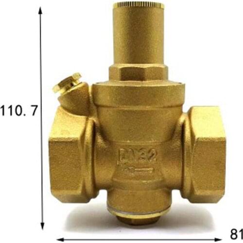 DN32 1-1/4" BSPP Female Brass Pressure Relief Vavle Safety Adjustable Mid-Body Width 81mm Max 16Bar
