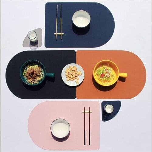 Nordic style home leather placemat hotel restaurant western placemat custom waterproof insulation table mat creative placemat ma