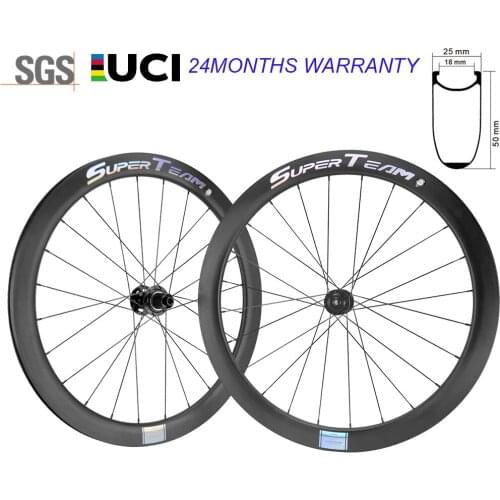 Disc Brake Wheels Carbon 50mm Clincher Road Bike Disc Brake Wheelset Thru Axle