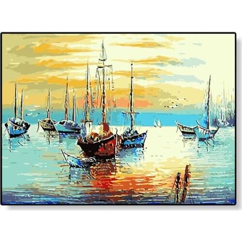 Painting By Numbers DIY Dropshipping 40x50 60x75cm vessel sea sailboat Still life Canvas Wedding Decoration Art picture Gift