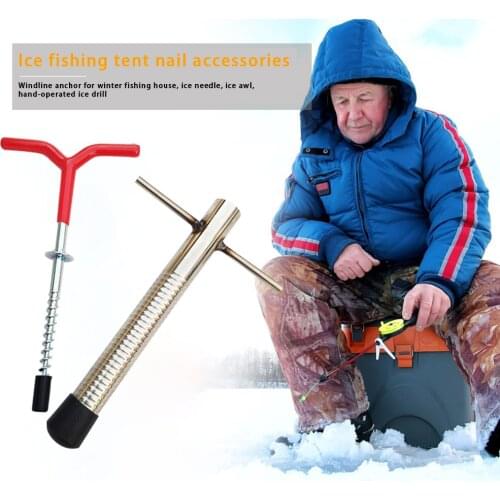 Winter Ice Fishing Drill Tent Pegs Fixed Nail Ice Fishing Rod Holder Screw Nail Fishing Accessories
