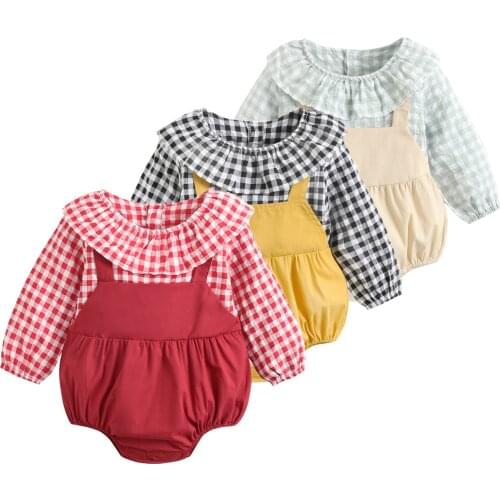 Sanlutoz Baby Girls Cotton Bodysuits Princess Bodysuit for Baby Girl Plaid Long Sleeve Newborn Clothing Fashion