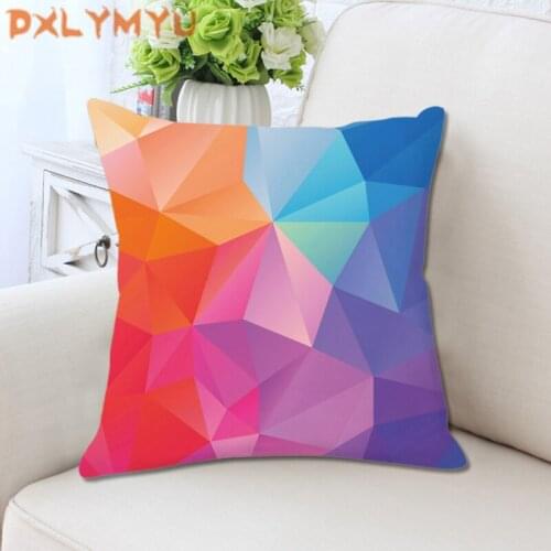 Short Plush Square Throw Pillow Cover Cushion Case Geometric Painting Print Home Decoration for Sofa Couch Bed Chair 18 X 18