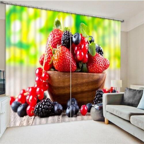 Kitchen Curtains Strawberry Luxury Blackout 3D Window Curtains For Living Room Bedroom Drapes cortinas Rideaux Customized size