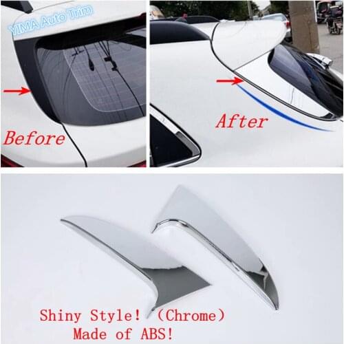 Lapetus Tailgate Rear Door Window Stripes Sequins Decoration Cover Trim For Kia Rio 4 X-line 2017-2020 Chrome ABS 2PCS Exterior