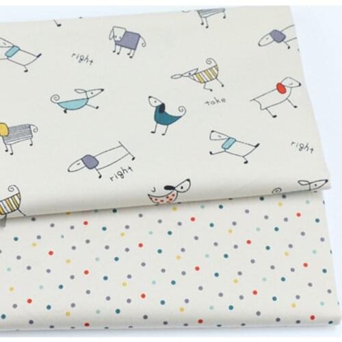 Cute Dog 100% Cotton Fabric Handmade Patchwork Cloth, DIY Quilting Sewing Baby&Children Sheets Material