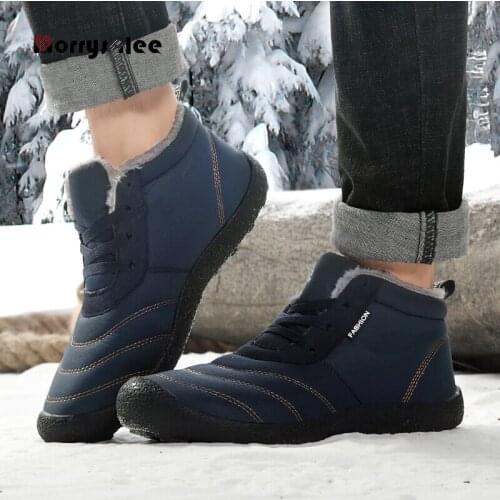 2021 New Fashion Men Snow Boots Winter Shoes Ankle Boots With Fur Sneakers Male Flexible Activity Keep Warm Shoes Soft Bottom