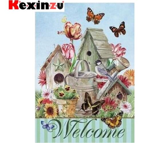 Kexinzu Full 5D DIY Square/ Round Diamond Painting"butterfly House" 3D Embroidery Cross Stitch Mosaic diamondpainting Gift