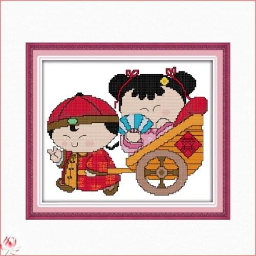 The Perfect Match Pattern Cross Stitch Kit DIY characters Embroidery Set 14 11CT Needlework Sewing Kit Home Decoration Paintings