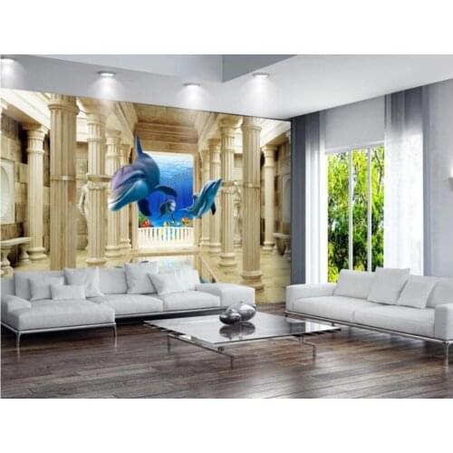 Custom photo mural 3d Modern wallpaper Underwater world 3d palace Roman column Home decor living room wallpaper for walls 3 d