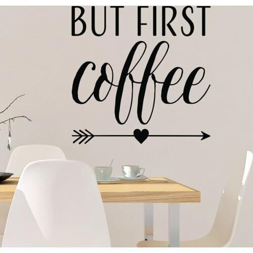 But First Coffee With An Arrow Wall Words Lettering Quote Decal Sticker Waterproof Removable Mural Rustic Décor GA062