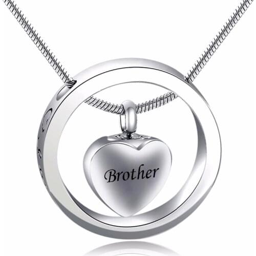 One Circle - Forever In My Heart Stainless Steel Cremation Urn Necklace For Ashes For Mom/Dad/Son