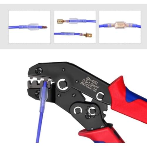 Manual plugin crimper, 4.8 and 6.3mm crimper crimping tool connector, 0.5 to 1.5 m2 cable with 600 terminals, sn-48b wire