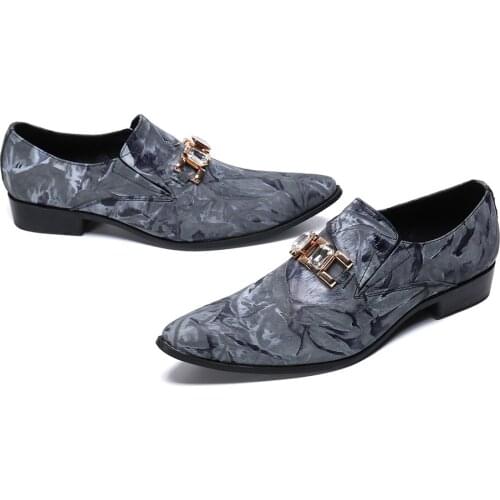 Genuine Leather Men Shoes Comfortable Breathable Walking Business Men Formal Shoes Crystal Studded Party Dress Shoes Men ayakkab