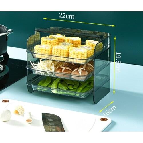 Creative Kitchen Vegetable Transparent Side Dish Rack Hot Sale Pot Drain Multi-layer Basket Kitchen Storage Sundries Rack