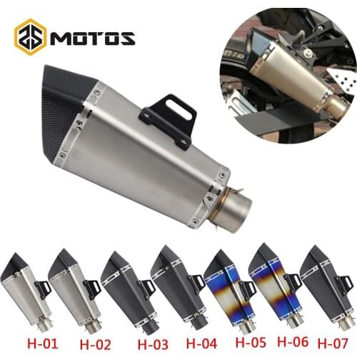 ZS Motos Stainless Steel Street Bike Exhaust 51mm Muffler Motorcycle Scooter/ATV/Quad Dirt Bike