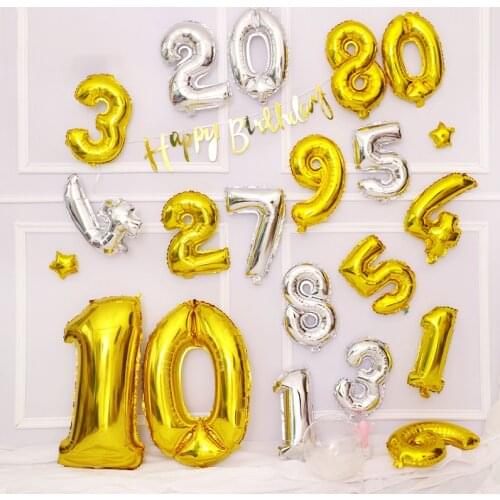 16/32/40 inch digital Foil Birthday Balloons Air Helium Number Balloon Figures Happy Birthday Party Decorations DIY Toy Baloon