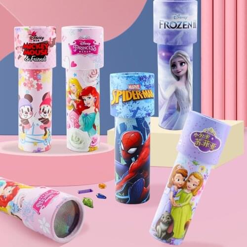 Disney Rotating Kaleidoscope Spiderman Frozen Mickey Mouse Anime Figures Rotating Magic Colorful Toys For Kids Birthday Gifts