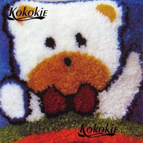 Crocheting Rug Yarn embroider Needlework kits 3d modern colorful carpet cross stitch Threads embroidery Latch Hook bear pillow