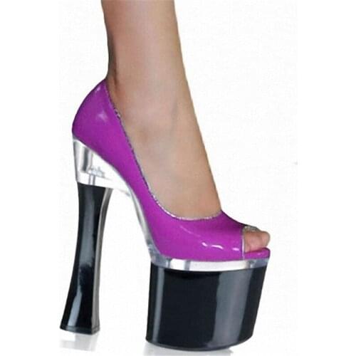Bright Purple Sexy Open Toe Sandals Sexy Temptation 18cm High-Heeled Shoes Performance Shoes 7 Inch Platform Heels