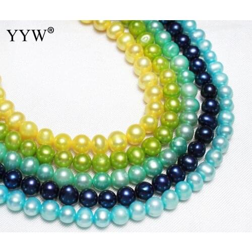 YYW High Quality Cultured Potato Freshwater Pearl Beads 6-7mm Yellow Green Blue Cyan Color Beads DIY Bracelets Jewelry