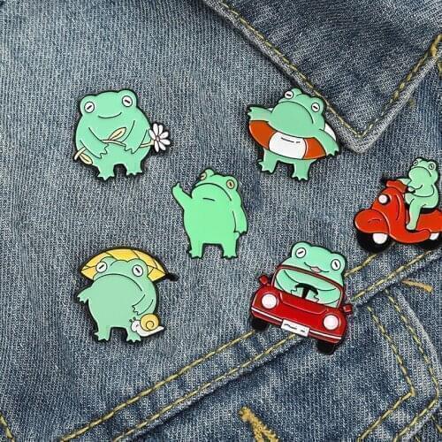 Funny Frog Animal Series Unisex Retro Enamel Brooch Bag Lapel Brooch Humor Cute Cartoon Badge Jewelry Best Gift To Friends