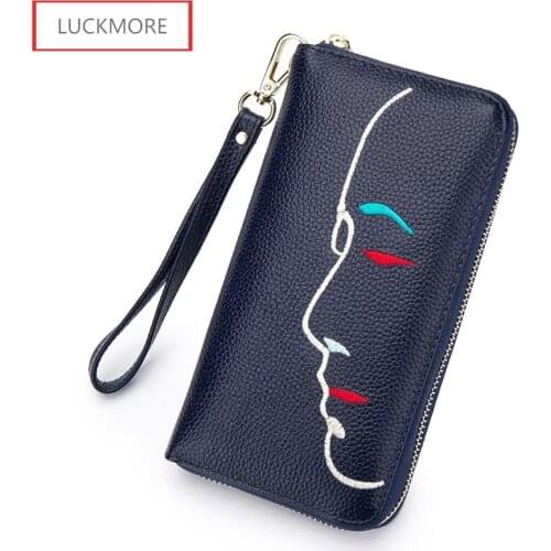 Real Genuine Leather Women Wallets Brand Design High Quality 2016 Cell phone Card Holder Long Zipper Lady Wallet Purse Clutch