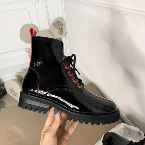 SKLFGXZY New style brand Women boots Motorcycle boots warm Ankle boots lace-up Female boots winter Women shoes Size 34-43