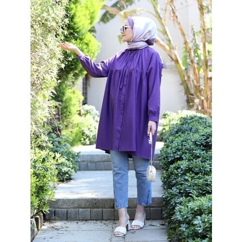 Women Tunic New Season Frilly Buttoned Shirt Model Quality Style Luxury Hijab Clothing Standard Size Ramadan Eid Muslim Turkey