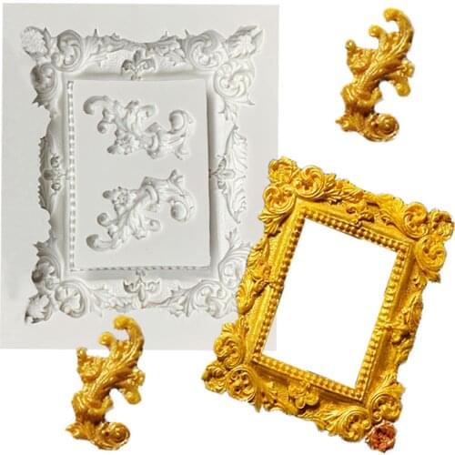 3D Photo Frame Silicone Mold For Baking Cake Decorating Tools Retro Frame Chocolate Soap Mold Cake Kitchen Sugarcraft Tools M933