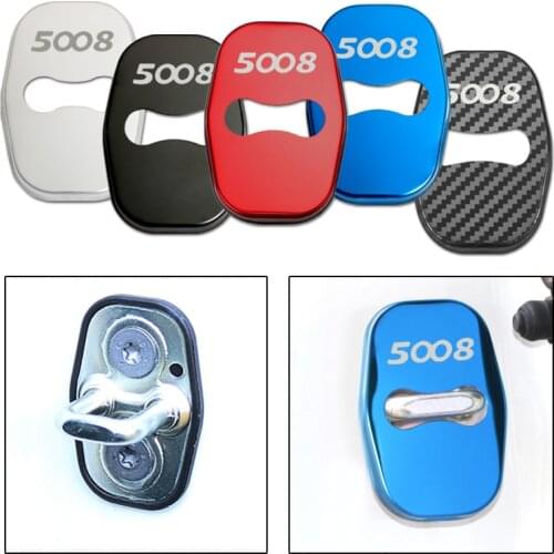 4PCS Car Accessories car door lock metal protective cover for Peugeot 5008 2008-2015 Car Styling