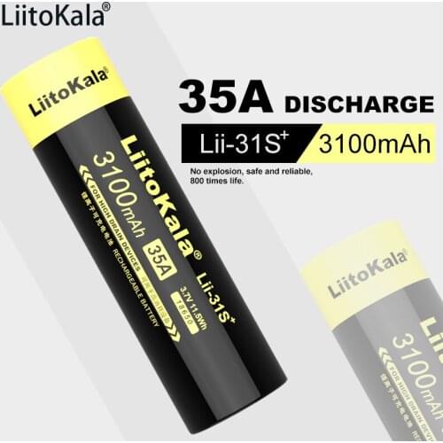 4PCS LiitoKala Lii-31S 18650 3.7V 3100mA 35A discharge power lithium-ion battery for LED flashlight /electric drill /toy car
