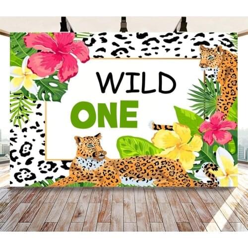 Aninal Jungle Safari Wild One Photo Backdrops Happy Birthday Party Baby Shower Photography Background Booth Prop Decor Banner